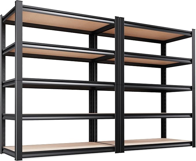 Set of 2 71"H Garage Shelving-2050LBS 5 Tier Storage Shelves, Adjustable Heavy by Unknown