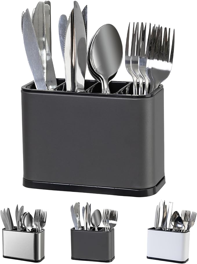 LIBODOUR Utensil Holder, Stainless Steel Caddy Counter, Spoon holder, 4 by ModernandFarmhouseUtensilHolder