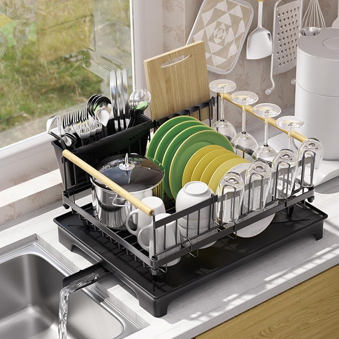 Dish Rack with Drainboard Large Capacity Anti-Rust Kitchen Counter Organizer - Image 9