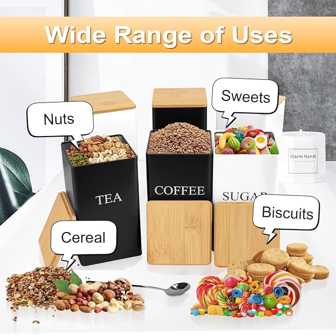 3 Pcs Tea Coffee Sugar Canisters, Food Storage - Image 6