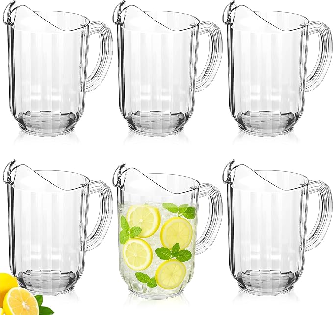 Tessco for you 6 Pcs Plastic Pitchers 60 Ounce Clear Restaurant Jug Large Water by Tessco