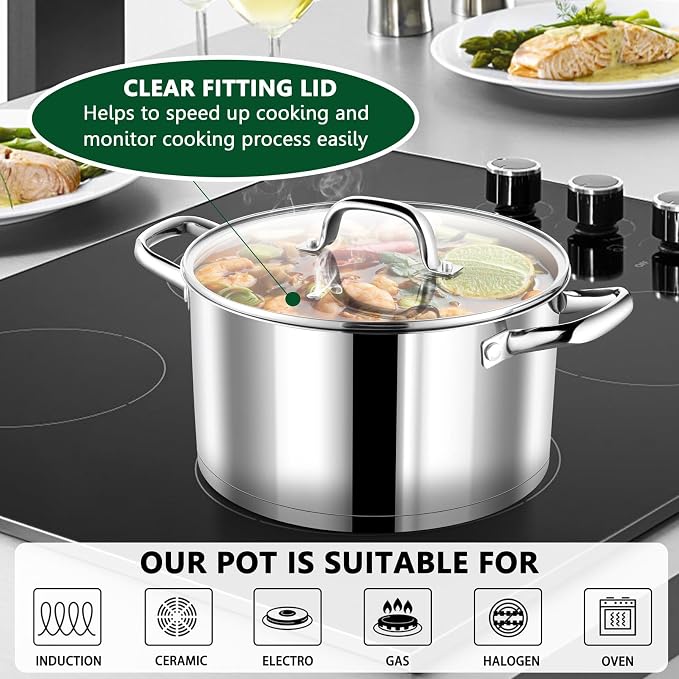 P&P CHEF 8 Quarts Cooking Stock Pot - Image 5