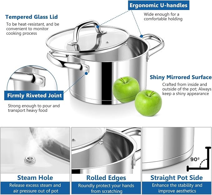 P&P CHEF 4 Quarts Cooking Stock Pot - Image 3