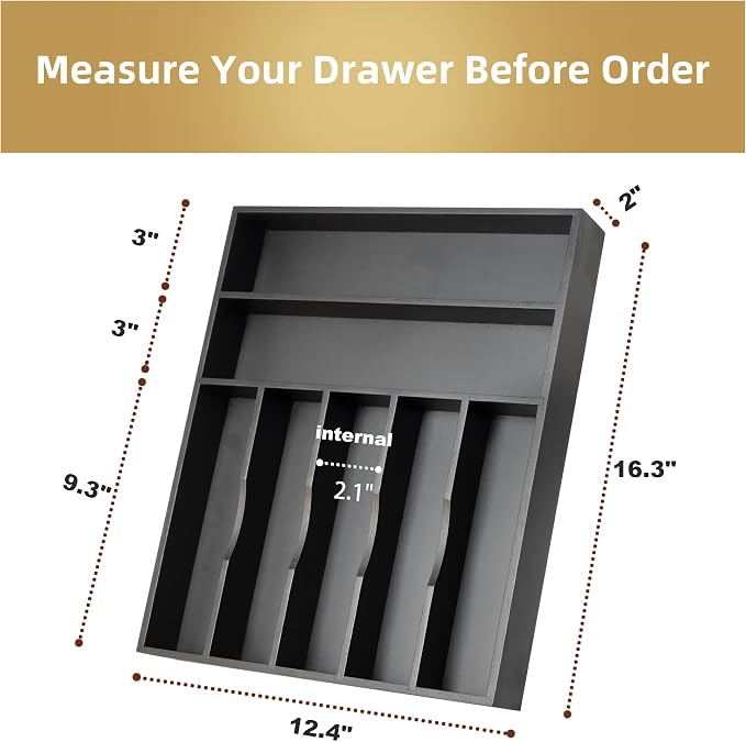 Besilord Silverware Organizer Kitchen Drawer Organizer Utensil Organizer Bamboo - Image 2