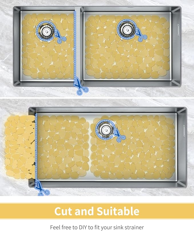 Bligli Pebble Sink Mat for Stainless Steel/Ceramic Sinks, 2 Pack PVC Sink - Image 3