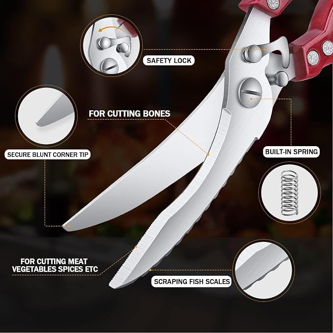 Dream Reach Poultry Shears, No Rust Spring Loaded, Gifts - Image 3