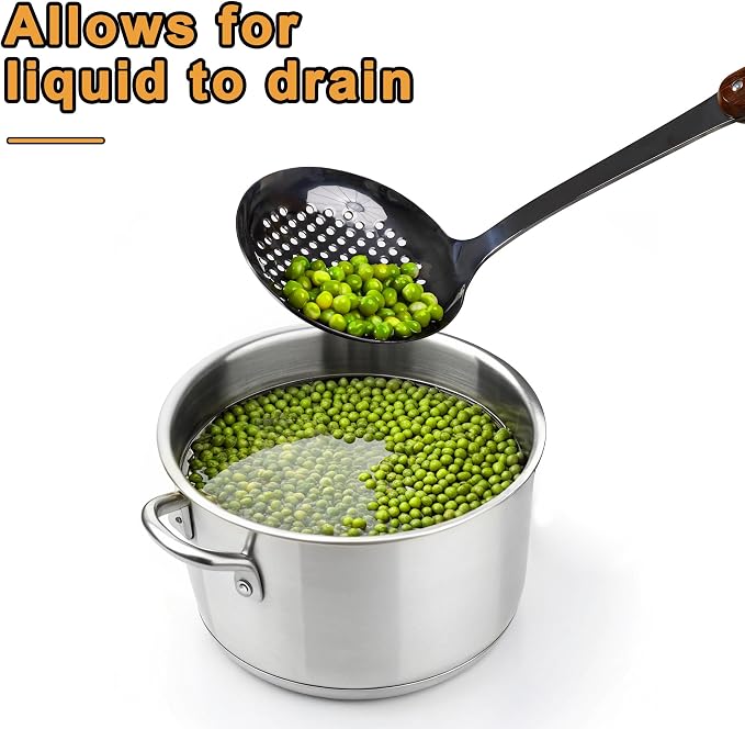 FJNATINH Stainless Steel Wok Spatula, Slotted Spatulas, Skimmer Ladle Tool Set - Image 8