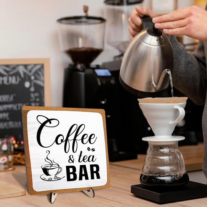 Rustic Coffee & Tea Bar Decor Sign, Funny Wooden Plaque - Image 7