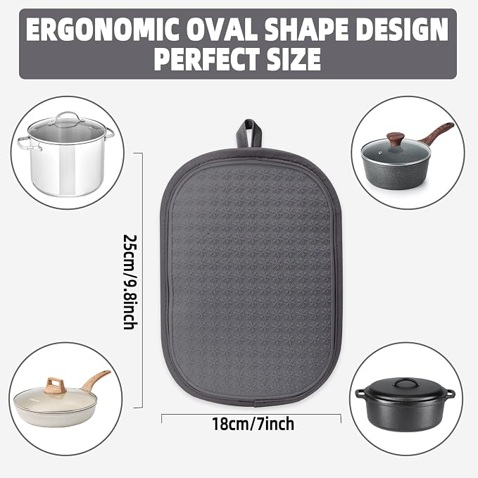 Hovico 2PCS Silicone Pot Holders, Oven Mitts Heat Resistant Hot Pads - Image 2