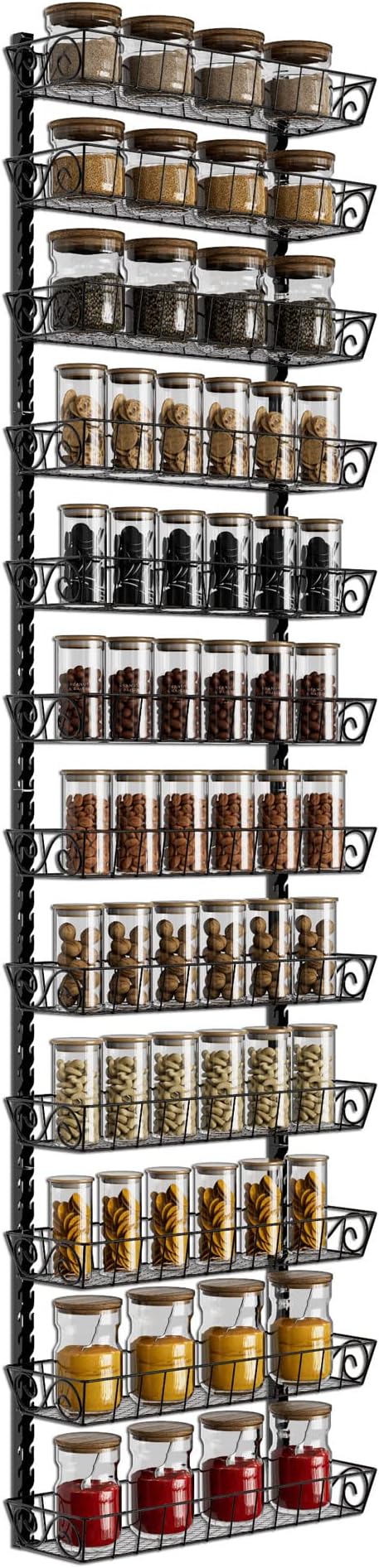 SWOMMOLY Adjustable Wall Mount Spice Rack Organizer, 12-Tier Dual-use Hanging by SWOMMOLY