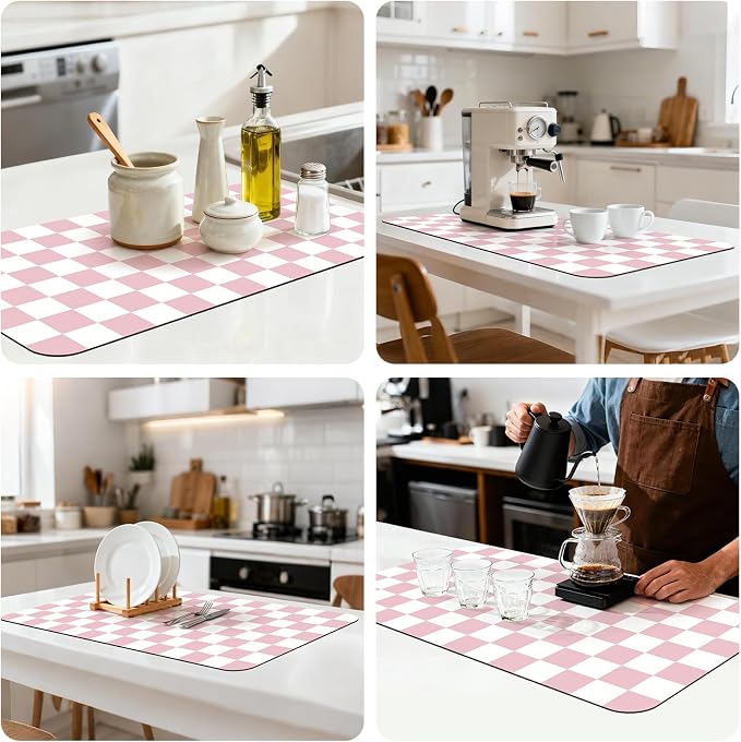 17" x 32" Checkered Dish Drying Mat - Image 8