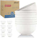 Wrova Wheat Straw Bowls Set of 8, Unbreakable White Cereal Bowl 26OZ, Microwave by WROVA