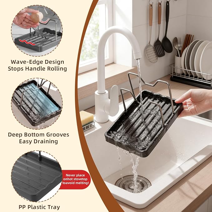 Pot Lid Holder and Spoon Rest, 2-in-1 Kitchen Counter Organizer - Image 4