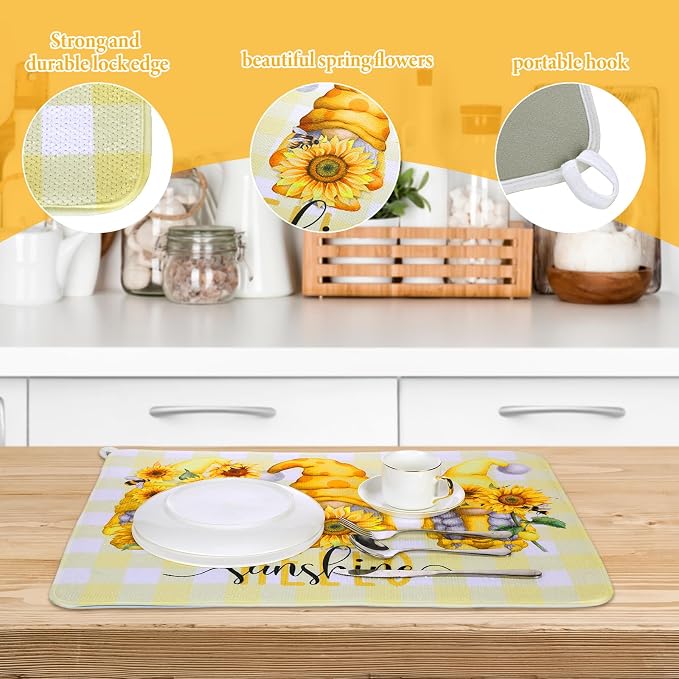 SiliFine 2 Pcs Sunflower Dish Drying Mat - Image 4