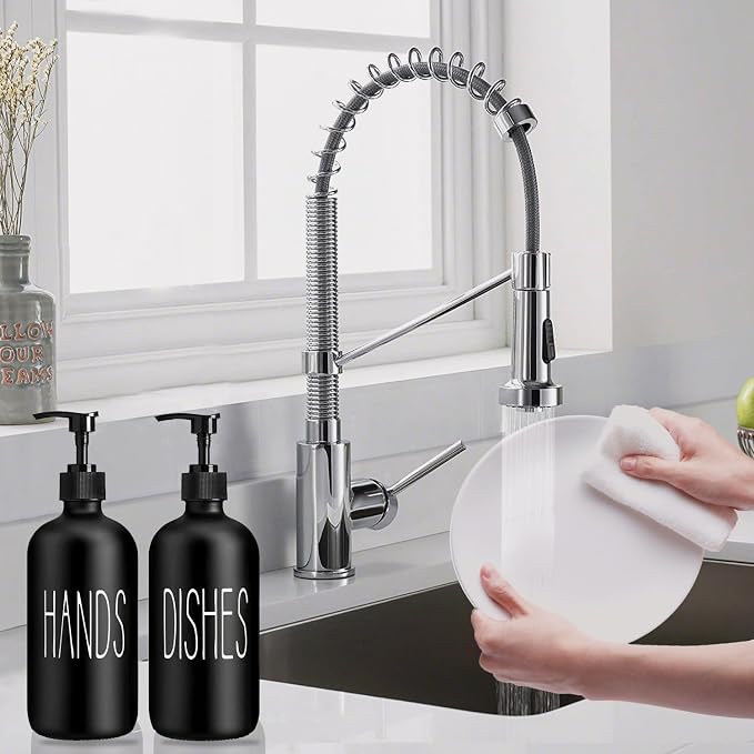 COHOSEGE Glass Soap Dispenser Set 2 Pack, Contains Hand and Dish Soap - Image 5