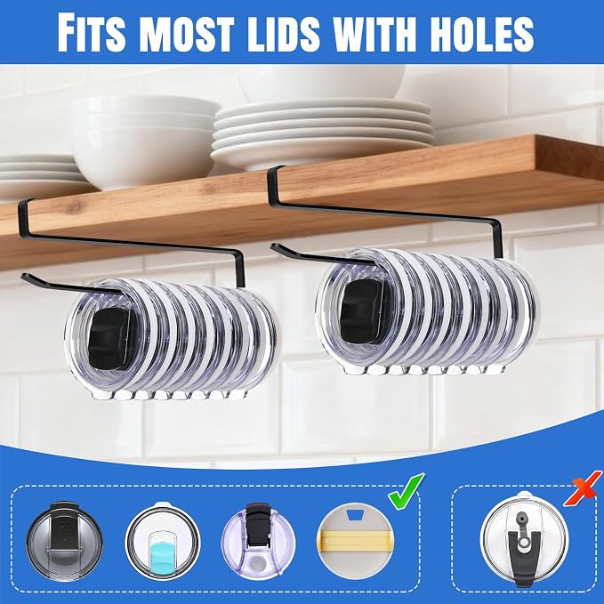 2 Pack Tumbler Lid Organizer, Versatile Cup & Water Bottle Lid Holder, Upgraded - Image 4