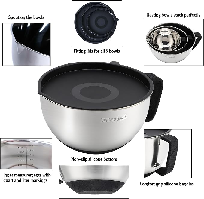 Rorence Stainless Steel Mixing Bowls: Metal Mixing Bowl Set - Image 2