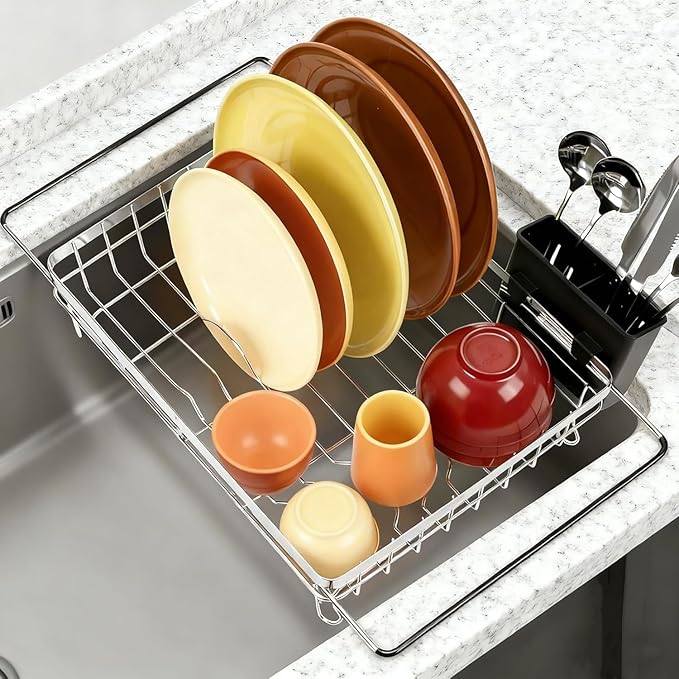 MERRYBOX Stainless Steel Dish Drying Rack, Expandable Dish Drainers - Image 2