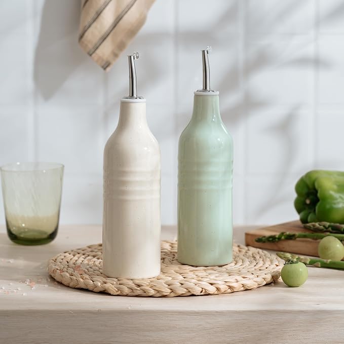famiware Jupiter 16oz Ceramic Olive Oil Dispenser Bottle, Olive Oil and Vinegar - Image 6