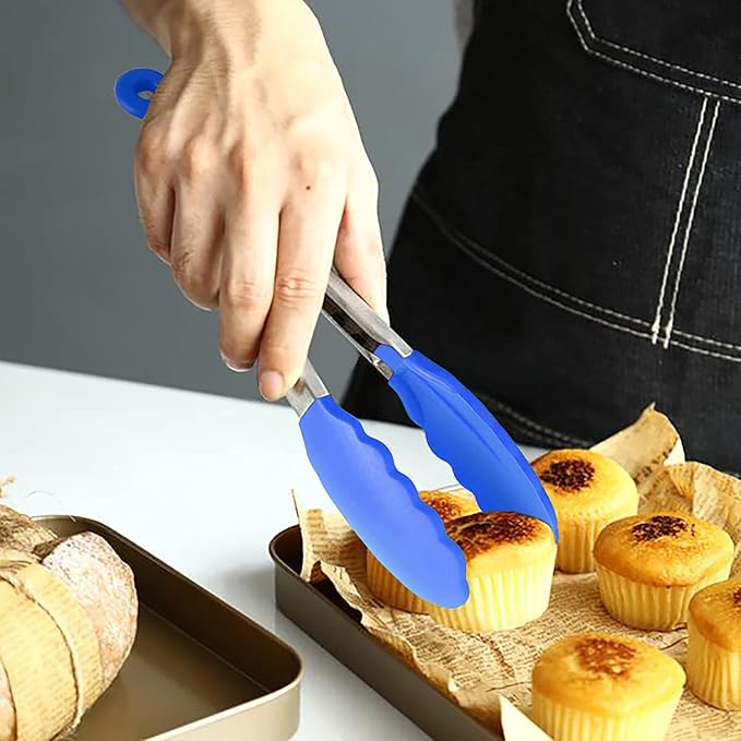 HINMAY Small Tongs with Silicone Tips 7-Inch Serving Tongs - Image 4