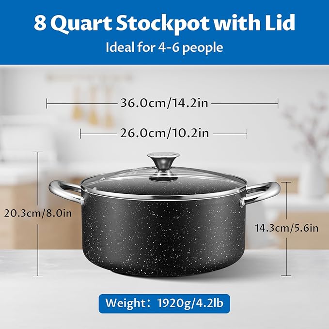 BEZIA Large 8 Quart Nonstick Stock Pot - Image 6