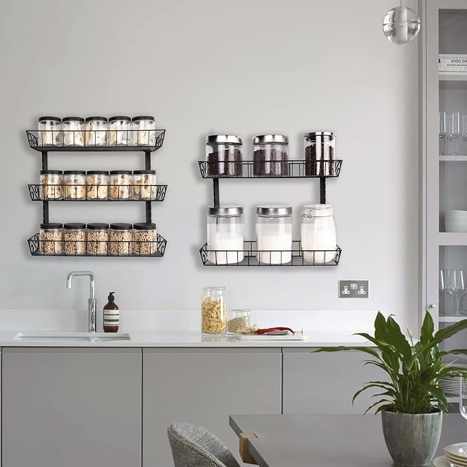 SWOMMOLY Adjustable Wall Mount Spice Rack Organizer, 12-Tier Dual-use Hanging - Image 3