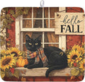Fall Dish Drying Mat for Kitchen Counter Vintage Autumn Cat Sunflower Pumpkin by Unknown