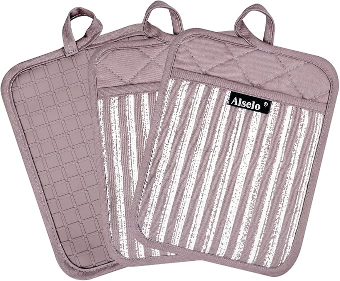 Alselo Silicone Pot Holders Set of 3 Heat Resistant & Non Slip Potholders - Image 9