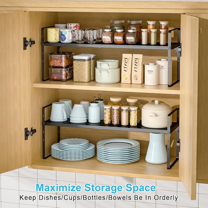 15.5 to 25.5 Inch Kitchen Cabinet Shelf Organizers, Adjustable Kitchen Counter - Image 9