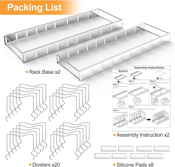 FLSEPAMB 2 Pack 10-Tier Pan Organizer Adjustable Lid Organizer Kitchen - Image 7