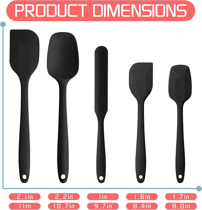 5 Pieces Silicone Spatula Set BPA Free Non Stick Rubber Spatula Heat Resistant - Image 4