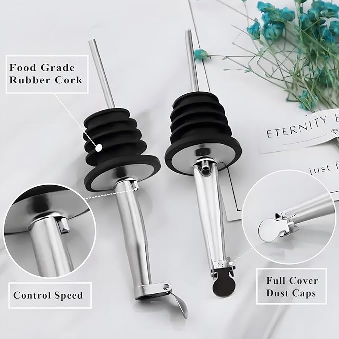 6 Pack Oil Pourers With Flip Top, Olive Oil Dispenser, Liquor Bottle Pourer - Image 3