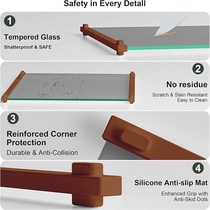Glass Cutting Boards for Kitchen, European Grey Glass Paired - Image 4