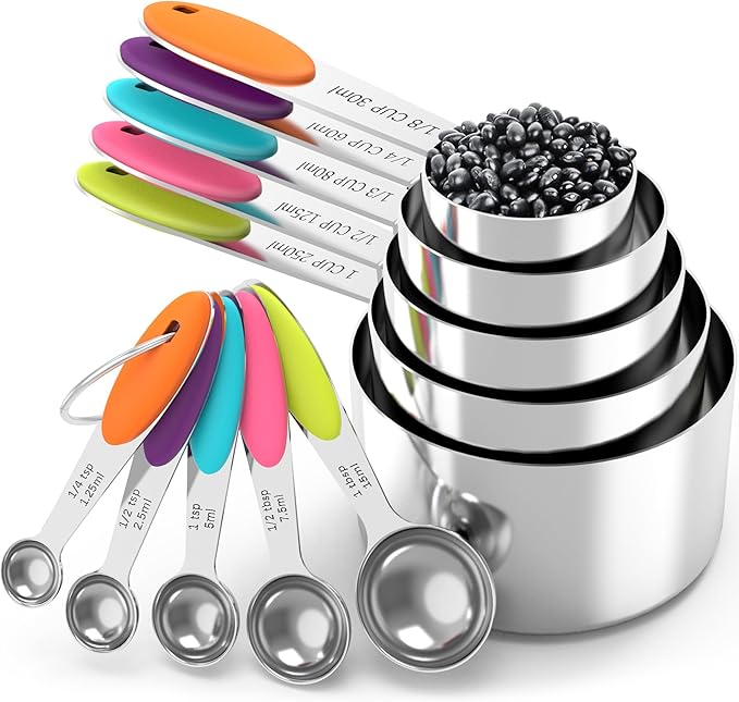 TILUCK Measuring Cups and Spoons Set, Stainless Steel, Kitchen Utensils by TILUCKBringsGoodLuck