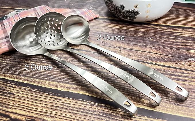 TENTA Kitchen Dia 9CM One Piece Stainless Steel Skimmer/Slotted Spoon/Strainer - Image 6