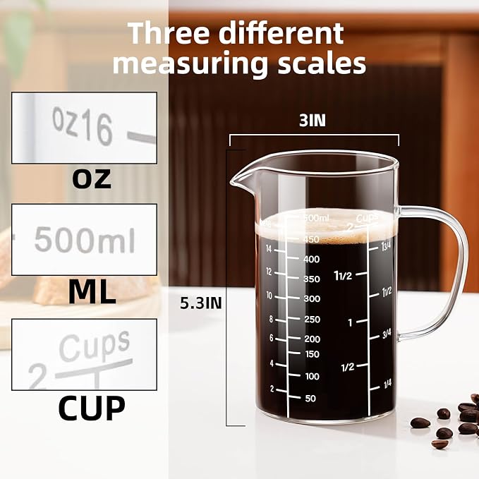 PARACITY 2 Cup Glass Measuring Cup, Liquid Measuring Cups - Image 2