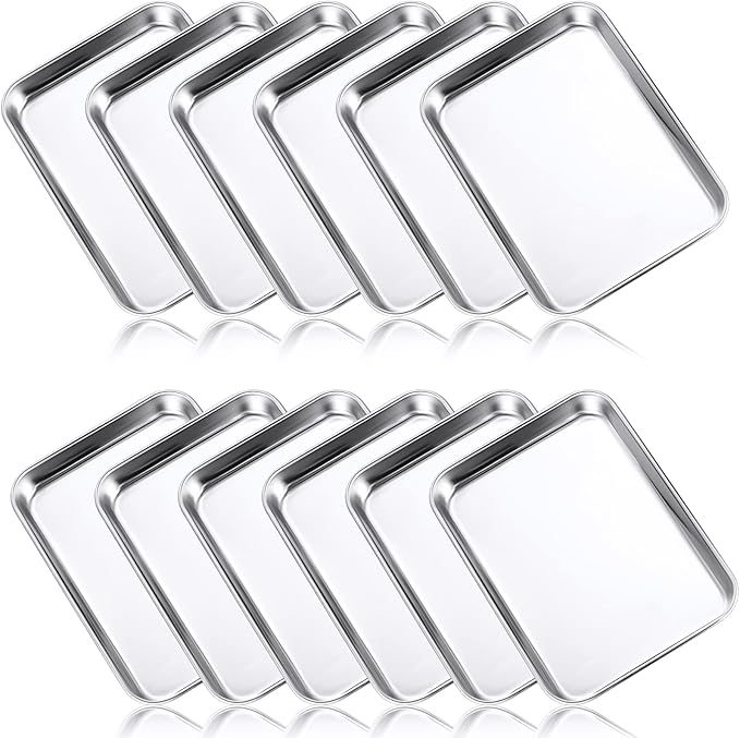 Mimorou 12 Pcs Baking Sheet Stainless Steel Cookie Small Metal Sheet Pans by Mimorou