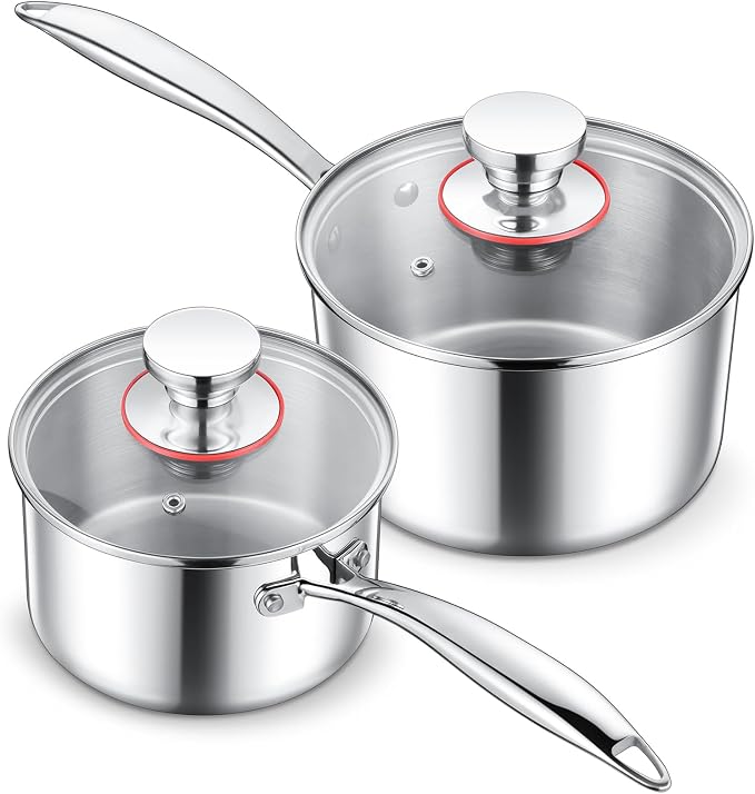 E-far Stainless Steel Saucepan Set - 1Qt & 2 Qt by E-far