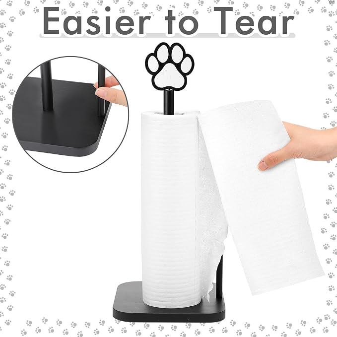 Leinuosen Dog's Paw Paper Towel Holder Farmhouse Dog's Paw Wooden Paper Towel - Image 3