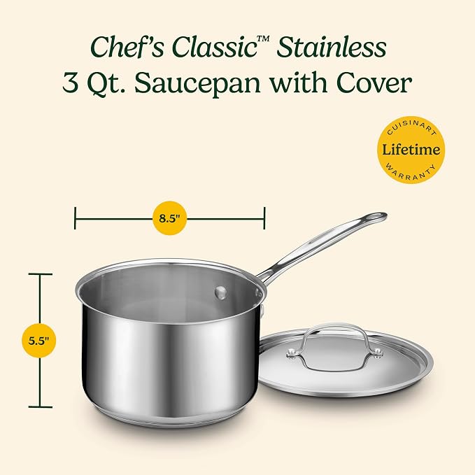 Cuisinart 7193-20P Chef's Classic Stainless 3-Quart Cook and Pour Saucepan - Image 3