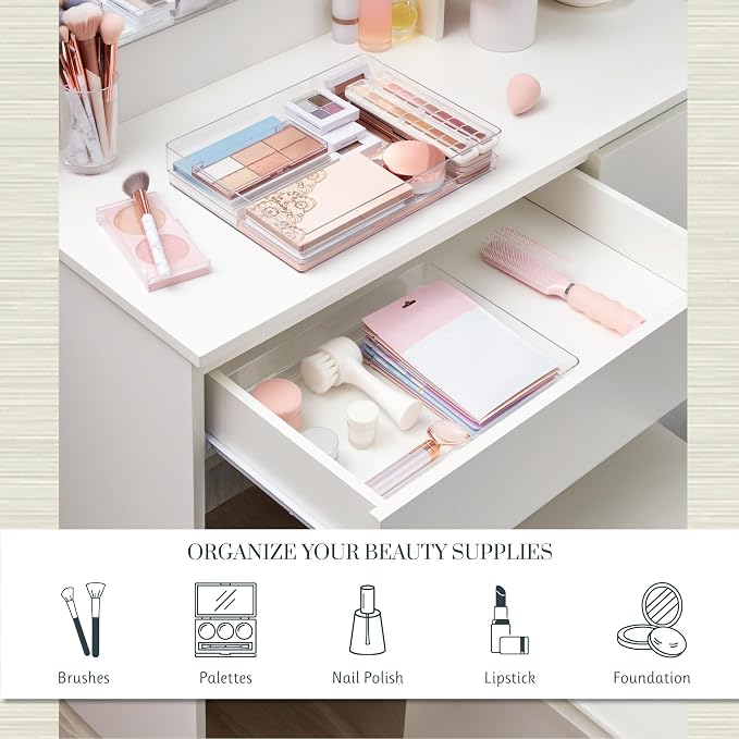 STORi SimpleSort 2-Piece Stackable Clear Drawer Organizer Set | 15" x 6" x 2" - Image 3