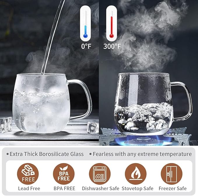 DOPUDO Glass Teacups 4 Pack Glass Tea Cup - Image 6