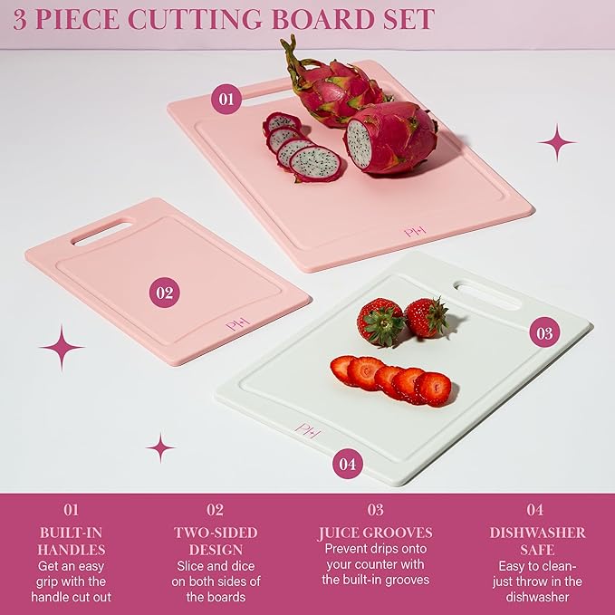 Paris Hilton Cutting Boards, Dual-Sided Cutting Board Set - Image 3