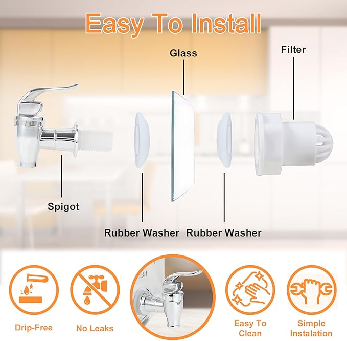 Drink Dispenser With Spigot, 1 Gallon Glass Drink Dispensers - Image 4