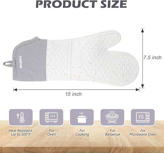 Extra Long Silicone Oven Mitts - Image 3