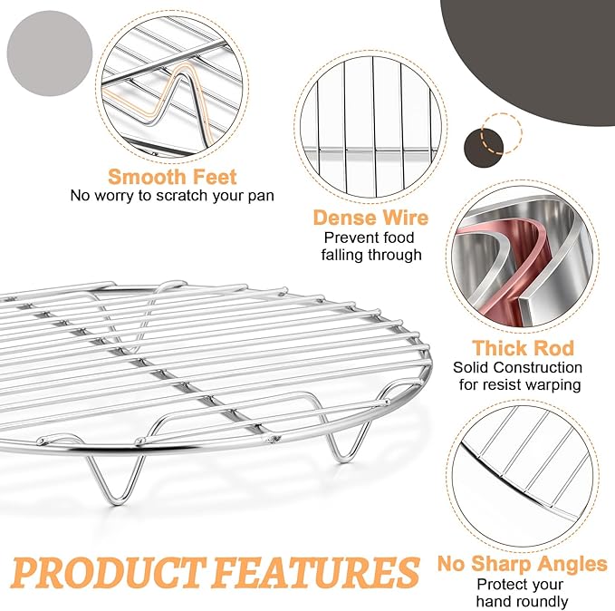 P&P CHEF Round Cooking Rack, Fits Air Fryer/Stockpot/Pressure Cooker/Round Cake - Image 4