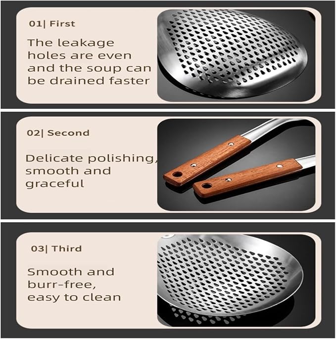 Spider Strainer Colander with Wood Handle, Solid Stainless Steel Kitchen Utensil - Image 6