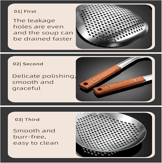 Stainless Steel Colander Strainer Pasta Food Noodle Grease Drain Fine Mesh - Image 4