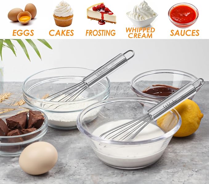 Webake 7.5" Stainless Steel Mini Whisks, 304 Small Metal Whisk - Image 4