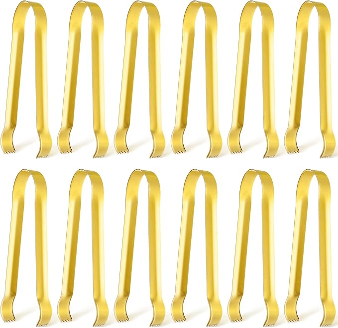 Gejoy 12 Pieces Small Serving Tongs 6.3" Mini Gold Ice Stainless Steel by Unknown